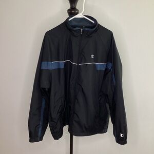 Champion Black and Blue Windbreaker Jacket – Men’s Size XL